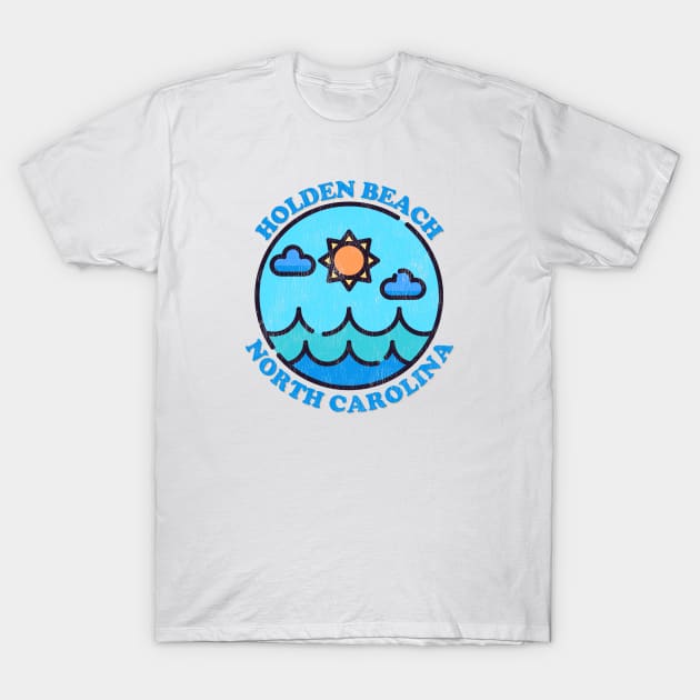 Holden Beach, NC Summertime Vacationing Ocean Skyline T-Shirt by Contentarama